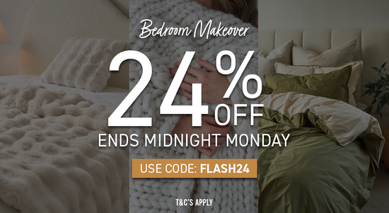 Shop the 24% off on the 24th - Bedroom Makeover - use Code "FLASH24" sale