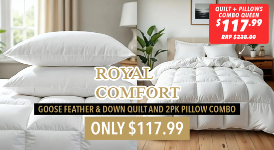 Shop the Royal Comfort Goose Feather & Down Quilt and 2PK Pillow Combo - $117.99!  sale