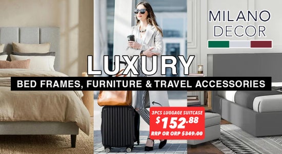 Shop the Milano Decor - Luxury Bed Frames, Furniture and Travel Accessories! sale