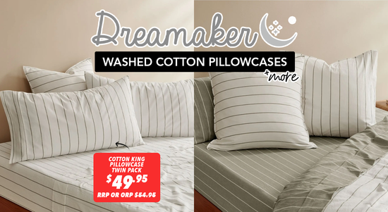 Shop the Dreamaker Washed Cotton Pillowcases and More!  sale