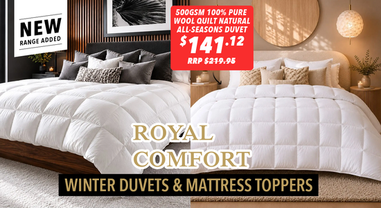 Shop the Royal Comfort Winter Duvets & Mattress Toppers! sale