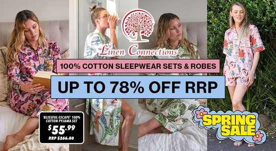 Shop the Linen Connections - 100% Cotton Sleepwear Sets and Robes - Up to 78% OFF RRP! sale