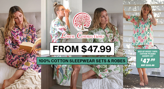 Shop the Linen Connections - 100% Cotton Sleepwear Sets and Robes From $47.99! sale