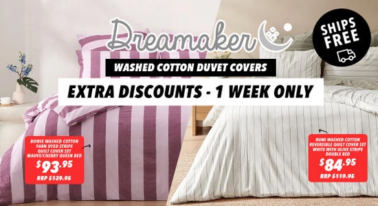 Shop the Dreamaker Washed Cotton Duvet Covers - Extra Discounts For One Week Only!  sale
