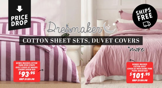 Shop the Dreamaker Washed Cotton Sheet Sets, Duvet Covers & More! Price Drop & Free Shipping!  sale