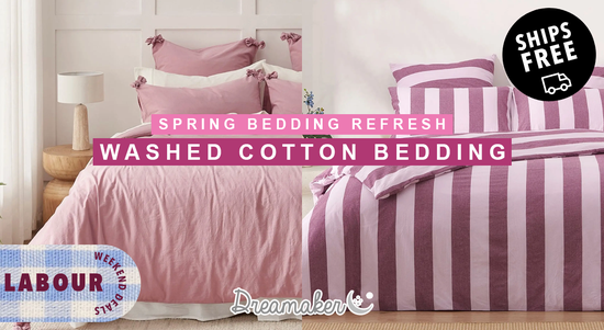 Shop the Dreamaker Washed Cotton Bedding Range! With Free Shipping!  sale