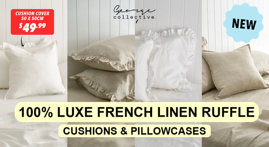 Shop the NEW! 100% Luxe French Linen Ruffle Cushions & Pillowcases! sale